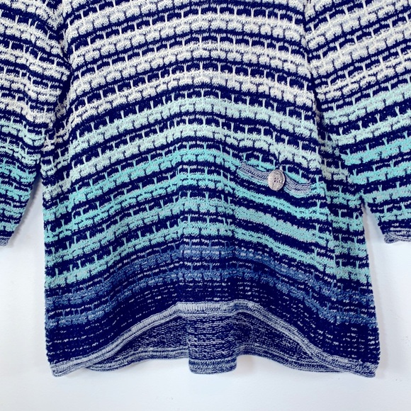 JM Collection Woman Plus Size 1X Textured Lightweight Blue Pullover Sweater Top - Picture 3 of 14